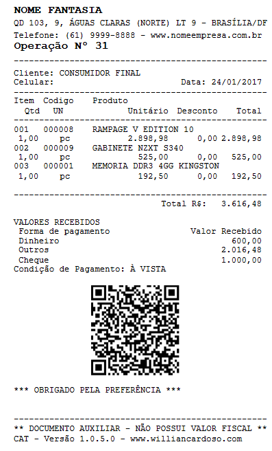 Cupom não fiscal